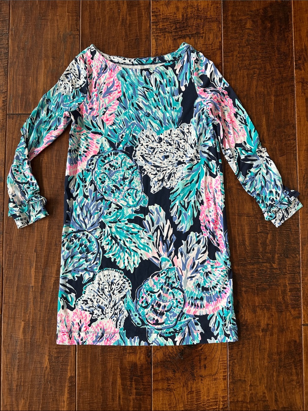 Lilly Pulitzer Mini Sophie Ruffle Dress in High Tide Navy Party in Paradise